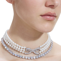 Pearl Crystal Bow Chocker
