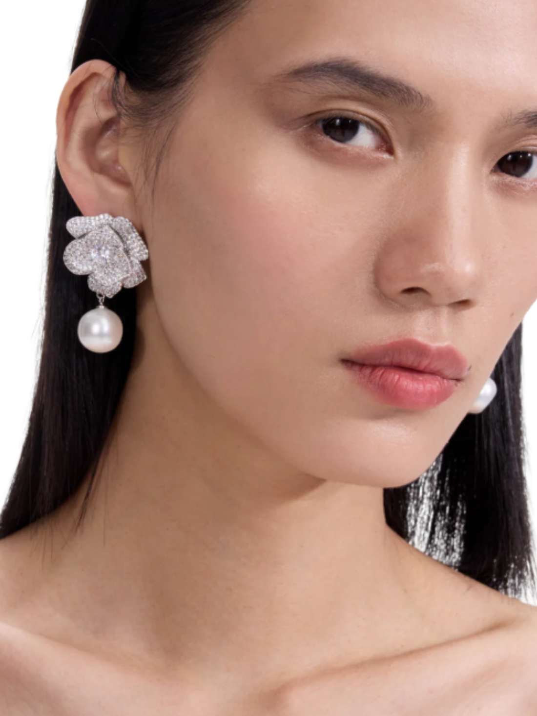 Crystal Flower Pearl Earrings
