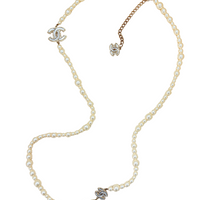 Pearl with CC Logo Long Necklace Lightgold