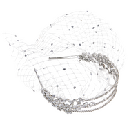 Crystal Embellished Veil Headband Silver