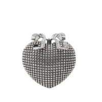 Silver Crystal Heart Clutch Silver