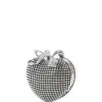 Silver Crystal Heart Clutch Silver