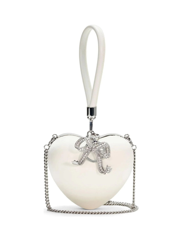 Cream Satin Top Handle Clutch White
