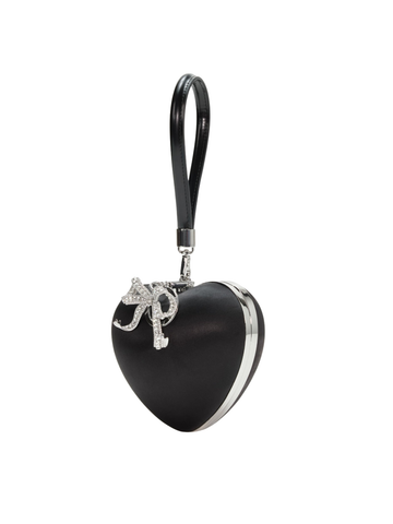 Black Satin Top Handle Clutch Black