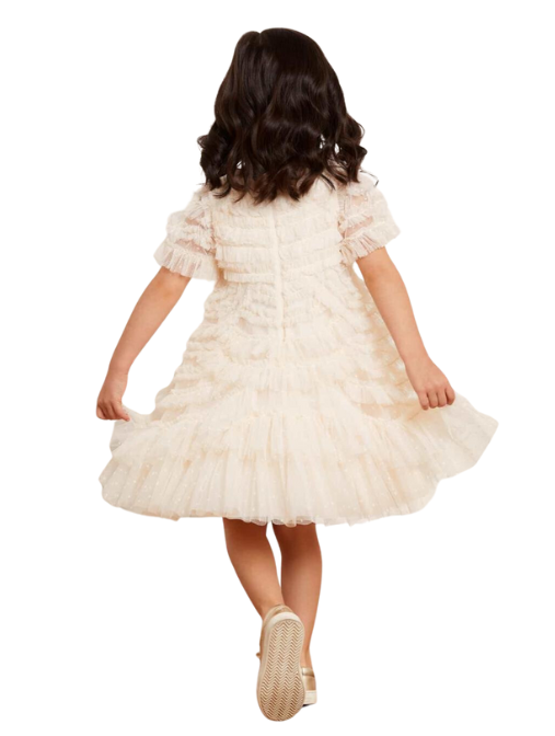 Marilla Ruffle Kids Dress Champagne