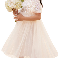 Mila Gloss Bodice Kids Dress Champagne