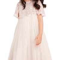 Mila Gloss Bodice Kids Dress Champagne