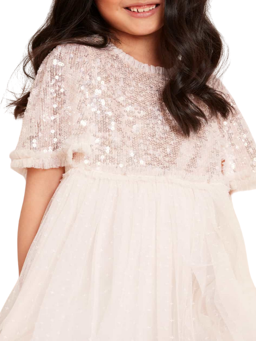Mila Gloss Bodice Kids Dress Champagne
