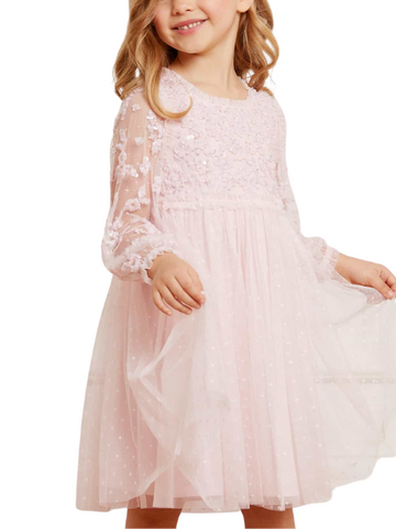 Lilybelle Long Sleeve Kids Dress Pink