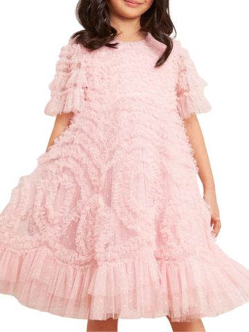 Verity Ruffle Kids Dress Pink