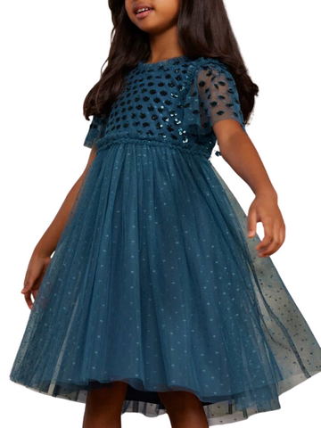 Thea Bodice Kids Dress Blue