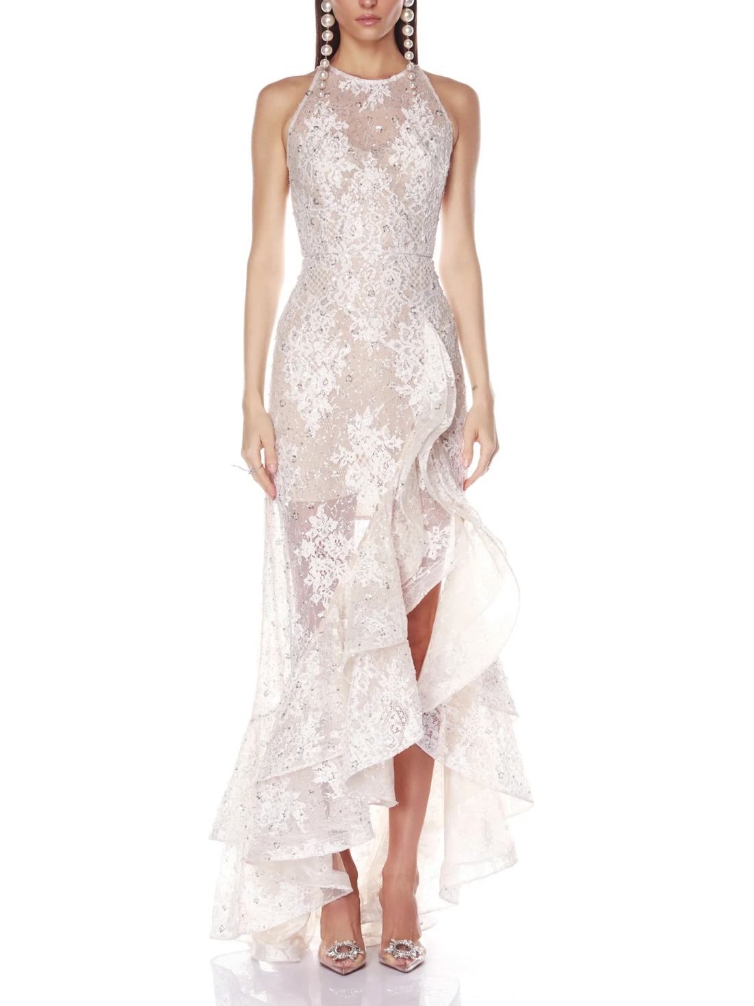 Sicilia Silver Sequin Maxi Dress