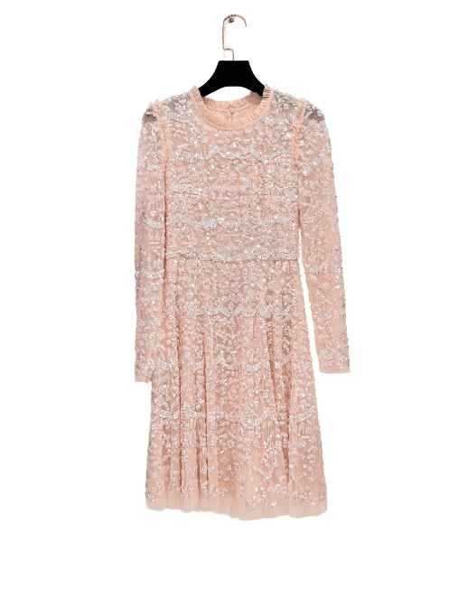 Alicia Scallop Mini Dress Pink by Needle & Thread - Rental Hong Kong