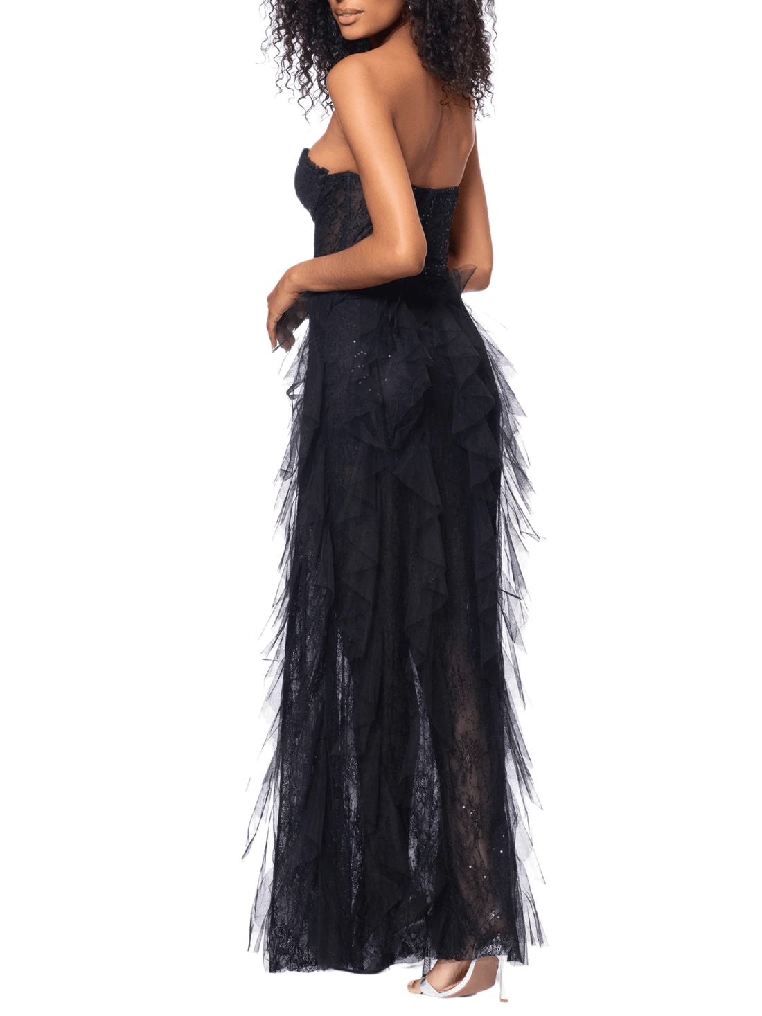Angelina" Long Strapless Mesh Ruffle Dress by Betsy and Adam - Rental Hong Kong