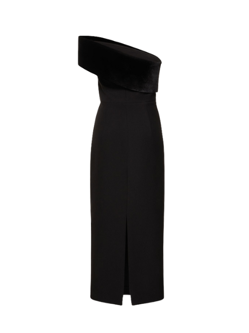 Asymmetric Stretch Cady Midi Dress Black by Roland Mouret - Rental Hong Kong