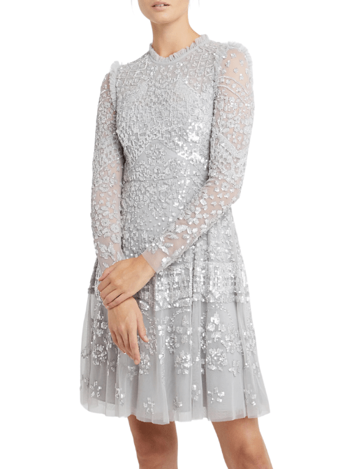Aurora Mini Dress Silver by Needle & Thread - Rental Hong Kong