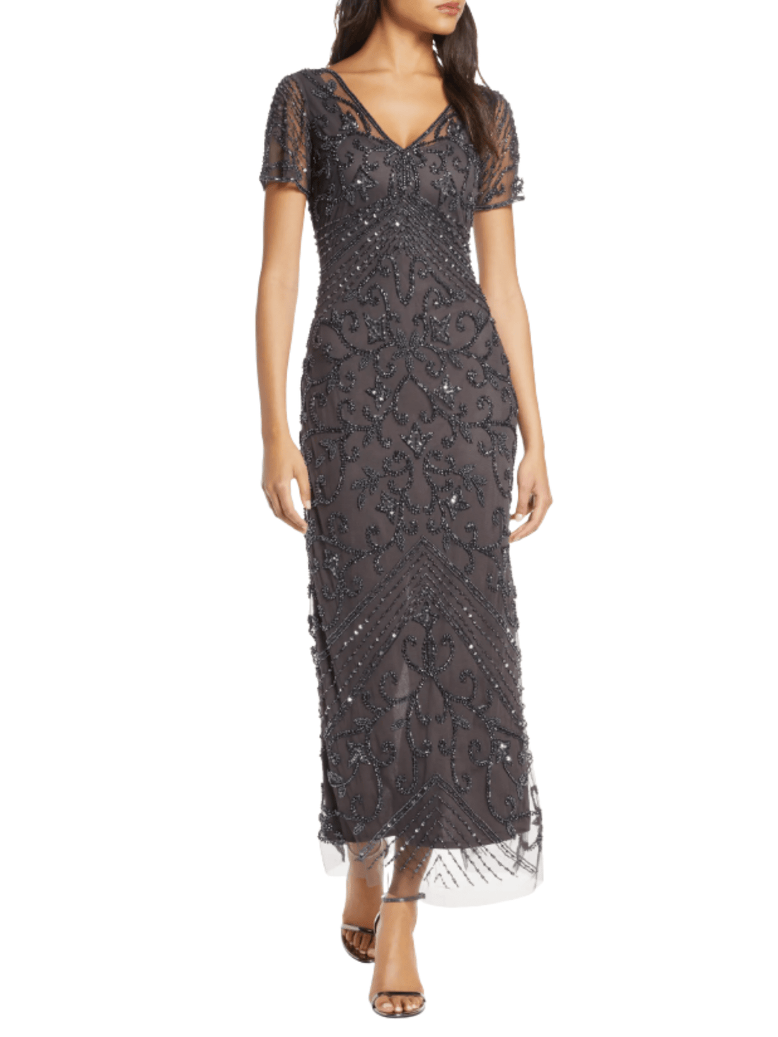 Beaded Mesh Column Gown by Pisarro Nights - Rental Hong Kong