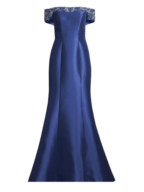 Beaded Off - The - Shoulder Gown Blue by Basix - Rental Hong Kong