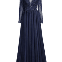 Beaded Tulle Gown Blue by Basix - Rental Hong Kong