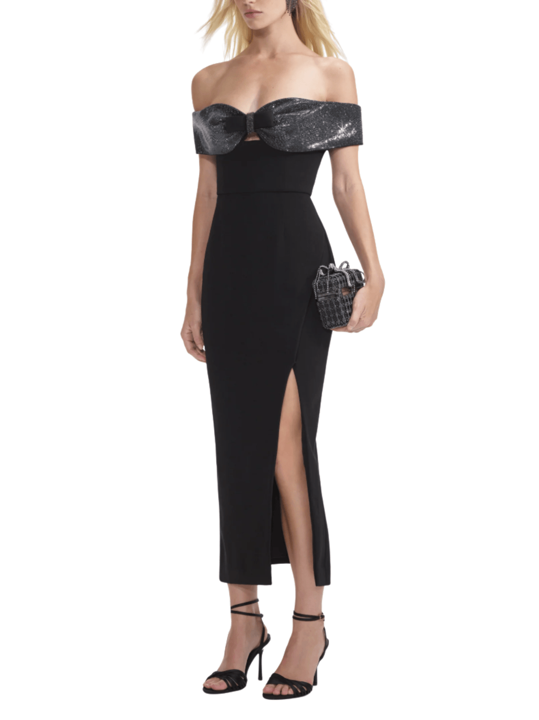 Black Crepe Bow Midi Dress by Self Portrait - Rental Hong Kong