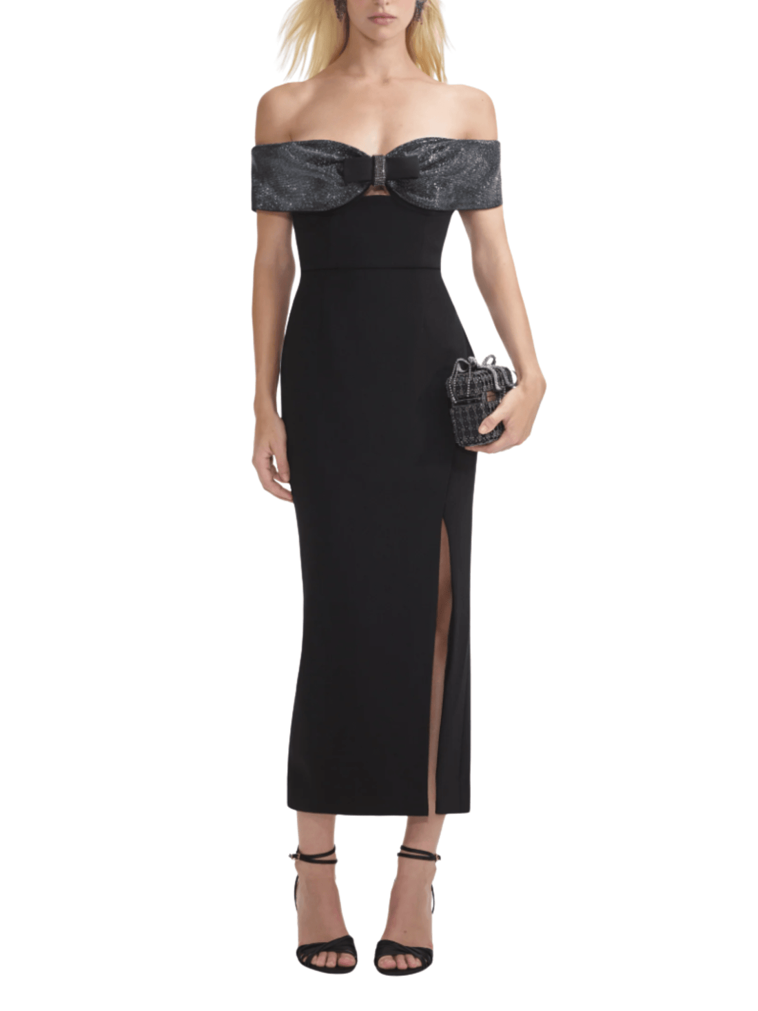 Black Crepe Bow Midi Dress by Self Portrait - Rental Hong Kong