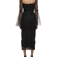 Black Dot Mesh Midi Dress Black by Self Portrait - Rental Hong Kong