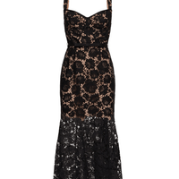 Black Fine Lace Midi Dress Black by Self Portrait - Rental Hong Kong