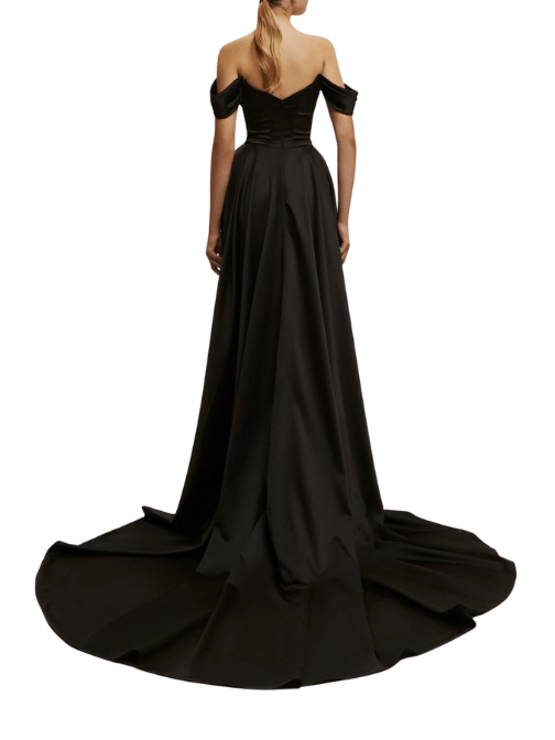 Black Princess Heart - Shaped Neckline Gown by Milla - Rental Hong Kong