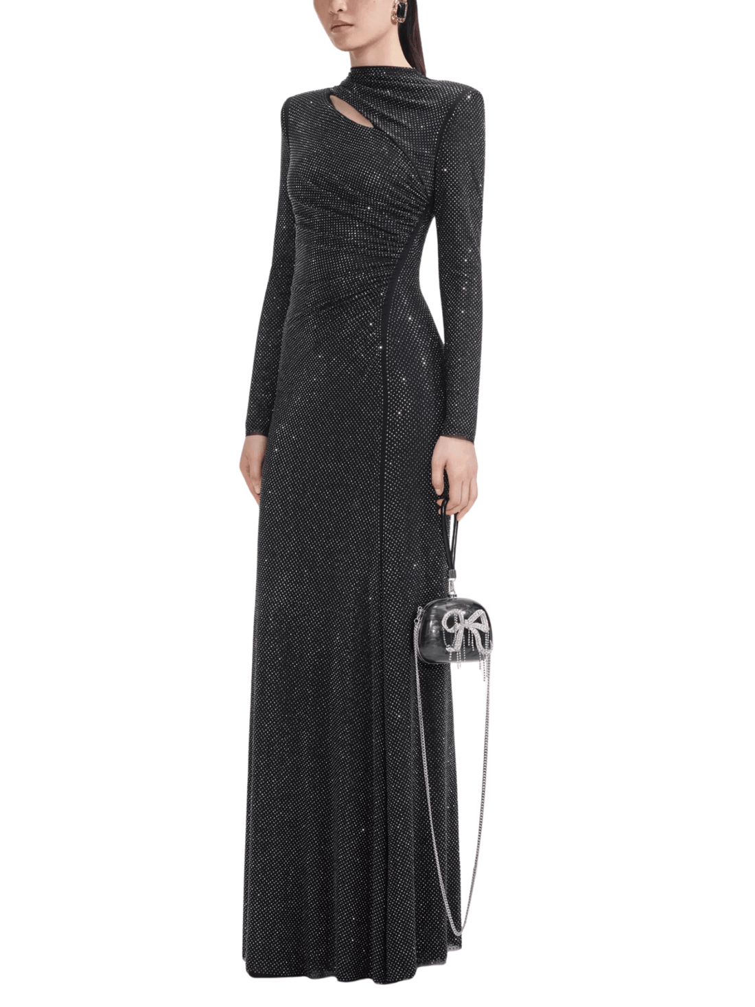 Black Rhinestone Mesh Cut Out Maxi Dress by Self Portrait - Rental Hong Kong
