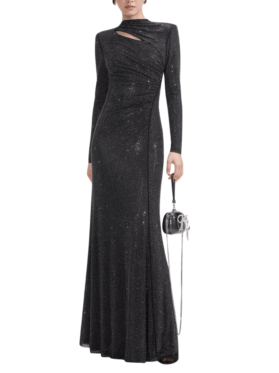 Black Rhinestone Mesh Cut Out Maxi Dress by Self Portrait - Rental Hong Kong