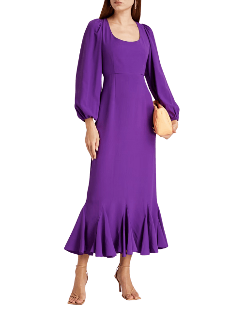 Blair fluted crepe midi dress Purple by Rhode - Rental Hong Kong