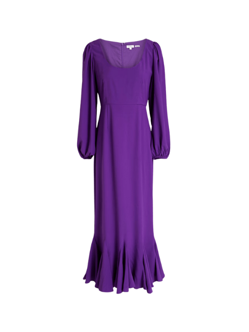 Blair fluted crepe midi dress Purple by Rhode - Rental Hong Kong