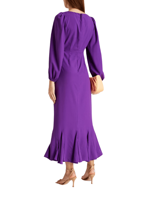 Blair fluted crepe midi dress Purple by Rhode - Rental Hong Kong