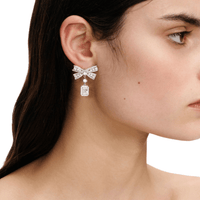 Bow Crystal Drop Earrings by Self Portrait - Rental Hong Kong