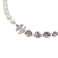 CC Logo Silver Crystal and Pearl Choker Silver by Chanel - Rental Hong Kong