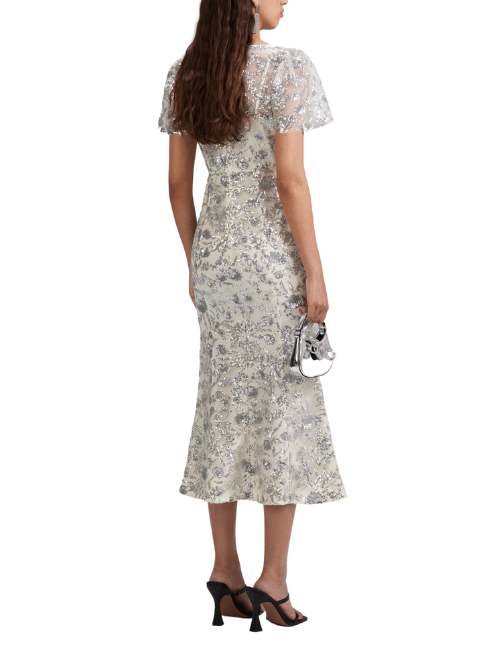 CHAMPAGNE SEQUINNED MIDI DRESS Silver by Self Portrait - Rental Hong Kong