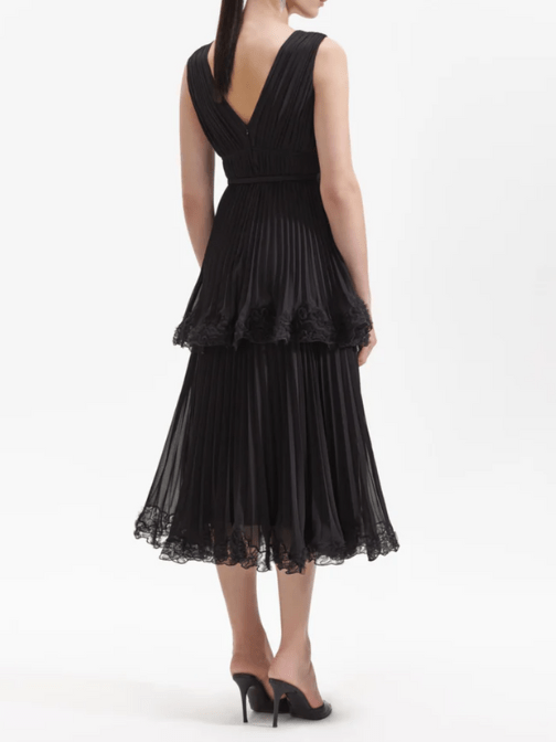 Chiffon Tier Midi Dress Black by Self Portrait - Rental Hong Kong