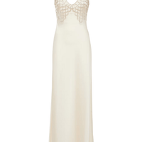 Cream Satin Diamante Bralette Maxi Dress by Self Portrait - Rental Hong Kong