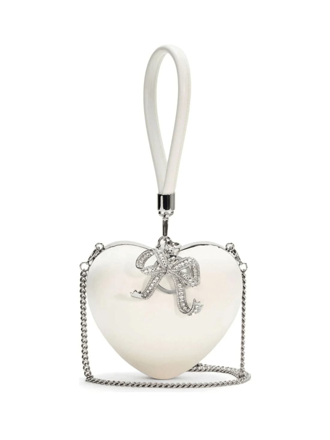 Cream Satin Top Handle Clutch White by Self Portrait - Rental Hong Kong