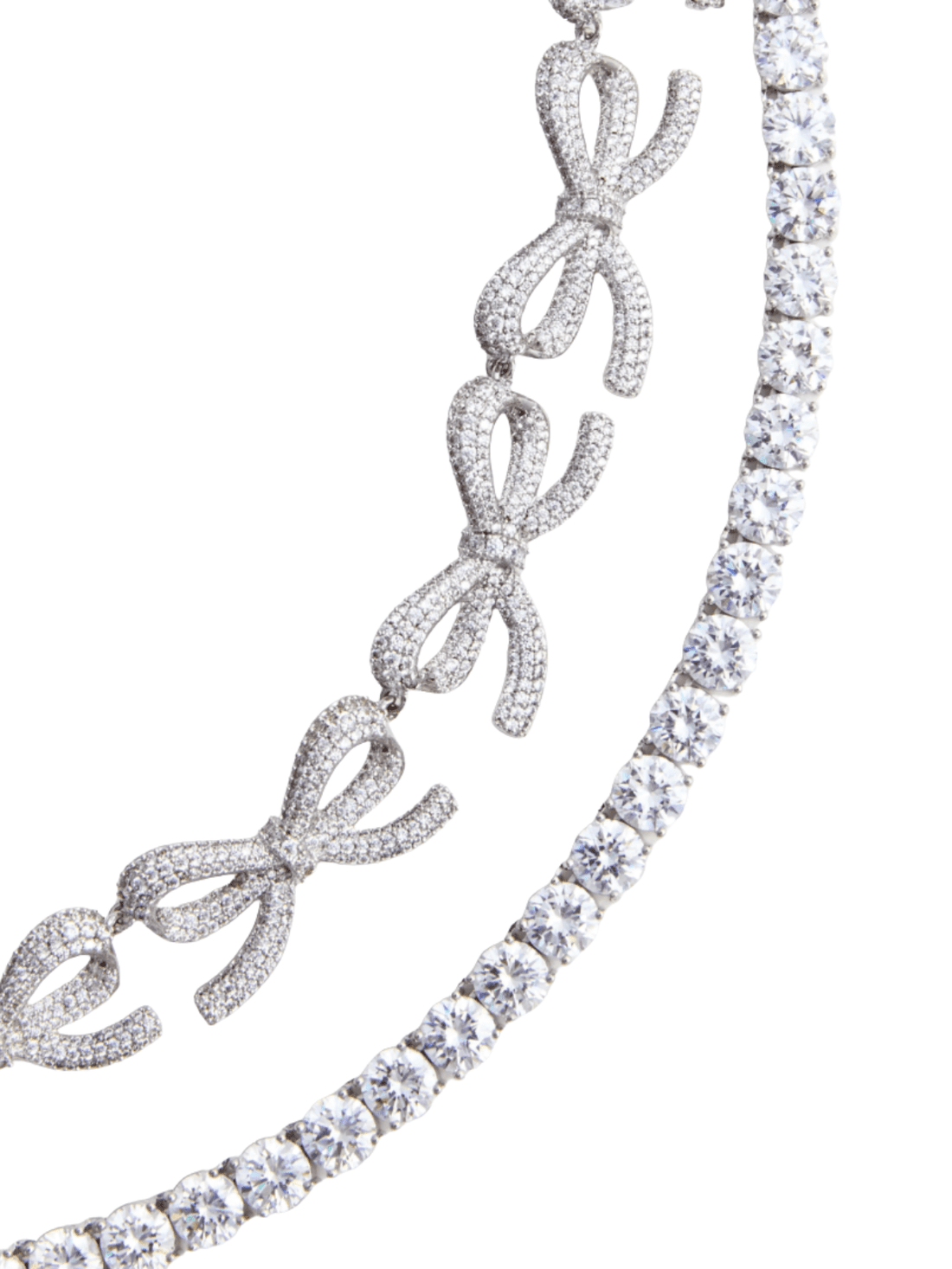 Crystal Bows Diamante Necklace Silver by Self Portrait - Rental Hong Kong