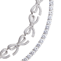 Crystal Bows Diamante Necklace Silver by Self Portrait - Rental Hong Kong