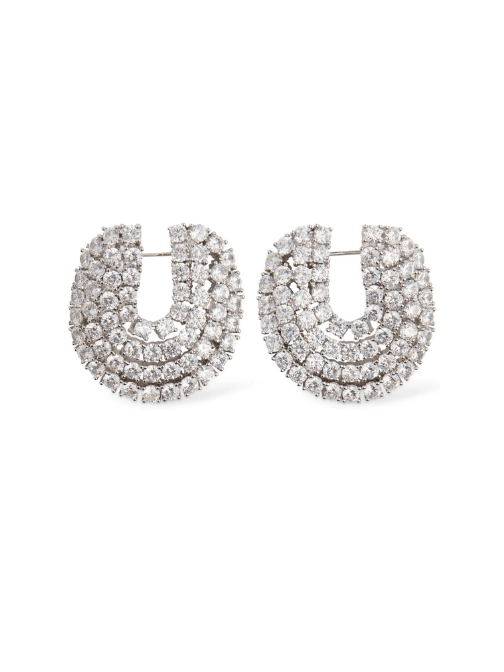 Crystal Curved Hoop Earrings Crystal by Self Portrait - Rental Hong Kong