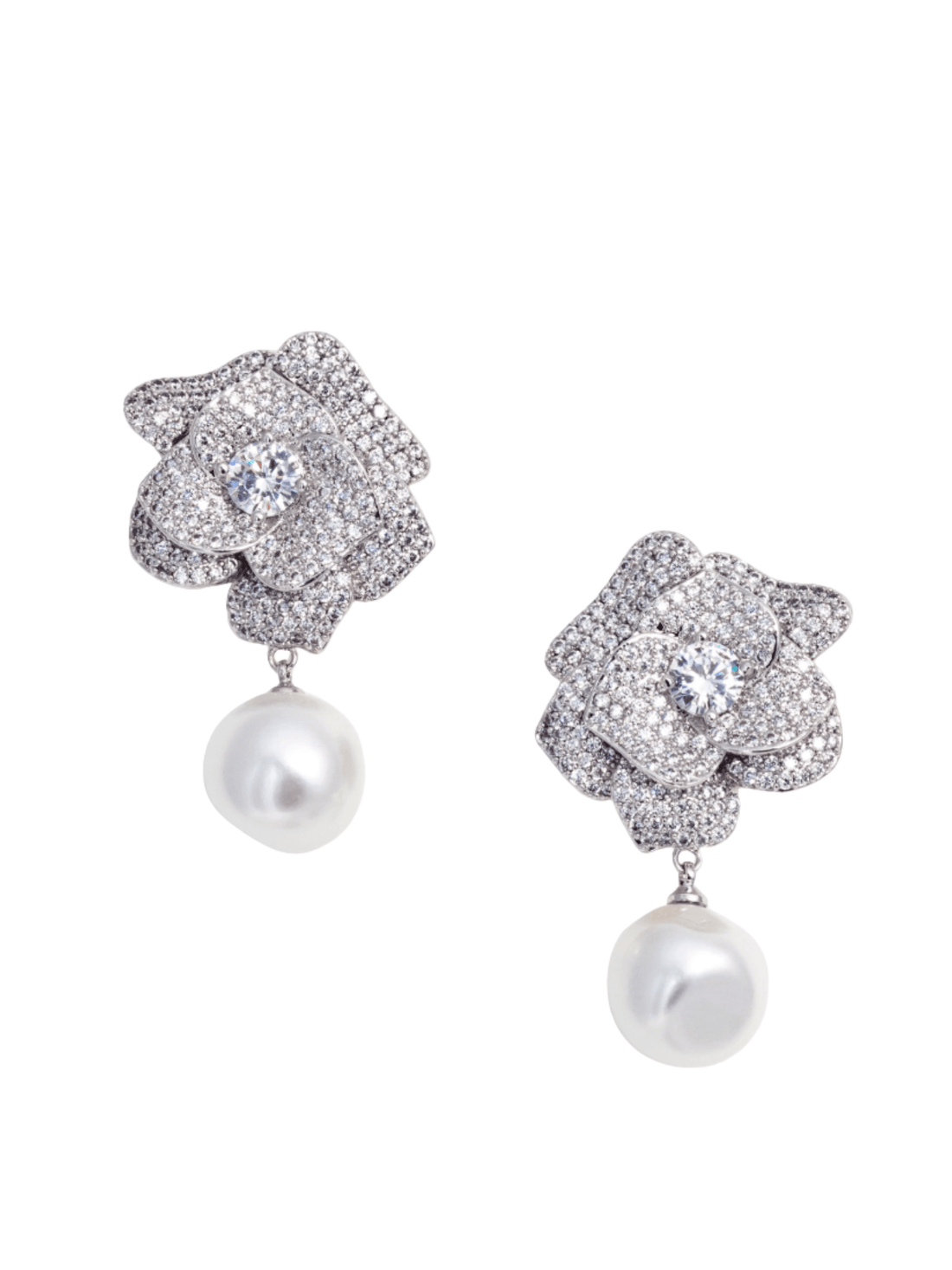 Crystal Flower Pearl Earrings by Self Portrait - Rental Hong Kong