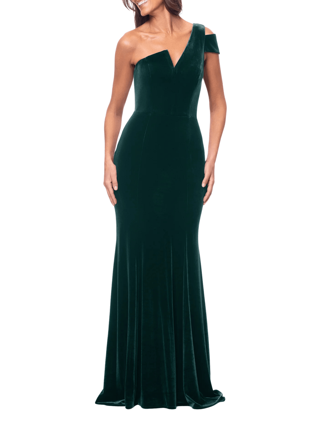 Ella Long Velvet One Shoulder Dress by Betsy and Adam - Rental Hong Kong