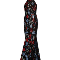 Embellished Ruffled Tulle Halterneck Gown Black by Marchesa Notte - Rental Hong Kong