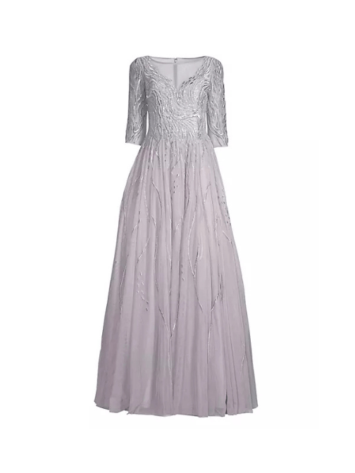 Embroidered Illusion Gown by Basix - Rental Hong Kong