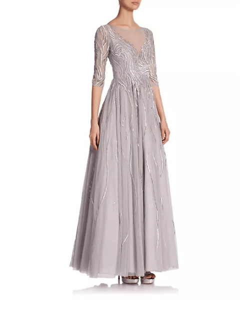 Embroidered Illusion Gown by Basix - Rental Hong Kong