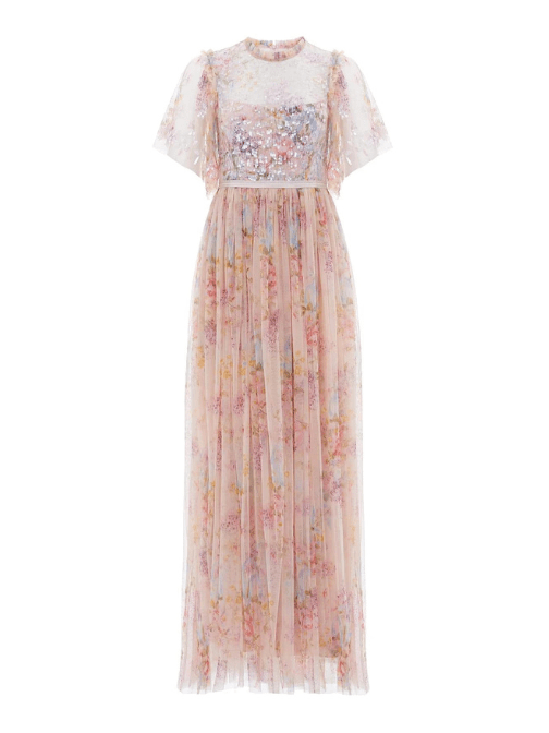 Floral Diamond Bodice Maxi Dress Pink by Needle & Thread - Rental Hong Kong