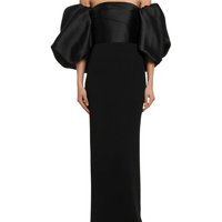 Floris Twill & Crepe Knit Maxi Dress Black by Solace London - Rental Hong Kong