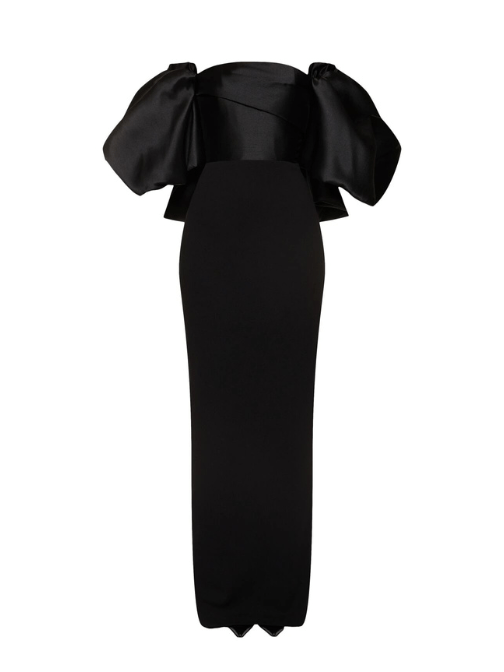 Floris Twill & Crepe Knit Maxi Dress Black by Solace London - Rental Hong Kong